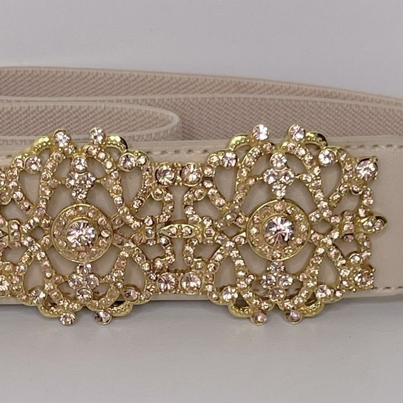 BCBGMAXAZRIA belt Gold Rhinestone Embellished Belt Womens wedding statement - Picture 6 of 6